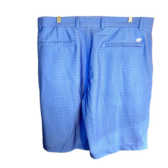 Bolle Golf 36 Waist Blue Checked Flat Front Men's Shorts Button Zipper - Picture 4 of 5